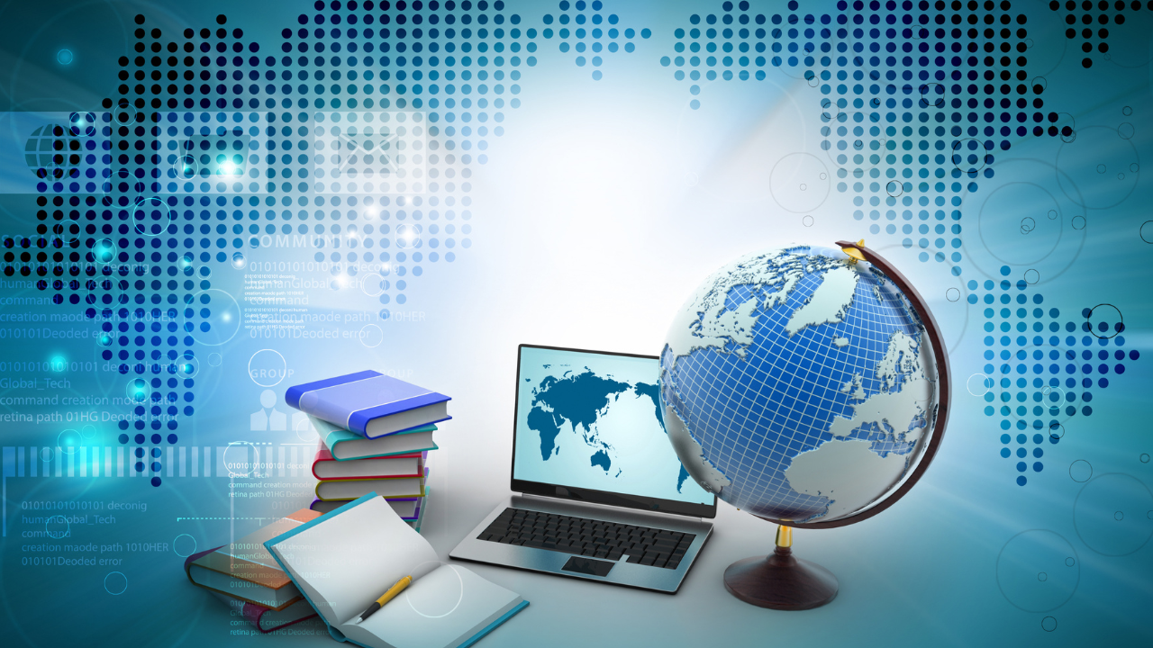 Globe and lap top graphic
